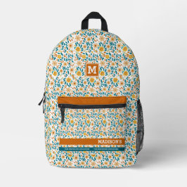 Floral gepersonaliseerd monogram & naam bedrukte rugzak