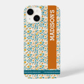 Floral gepersonaliseerd monogram & naam iPhone hoesje (Achterkant)