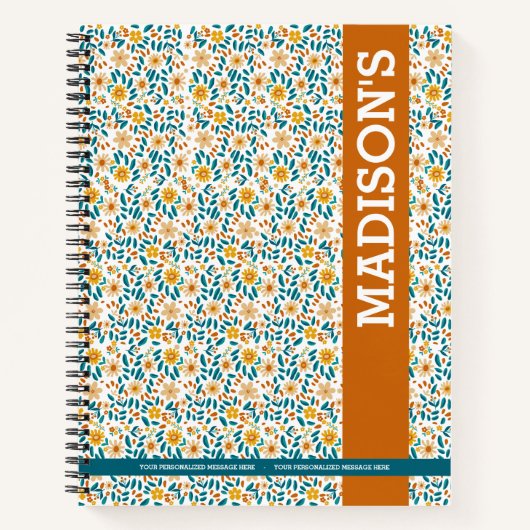 Floral gepersonaliseerd monogram & naam notitieboek (Voorkant)