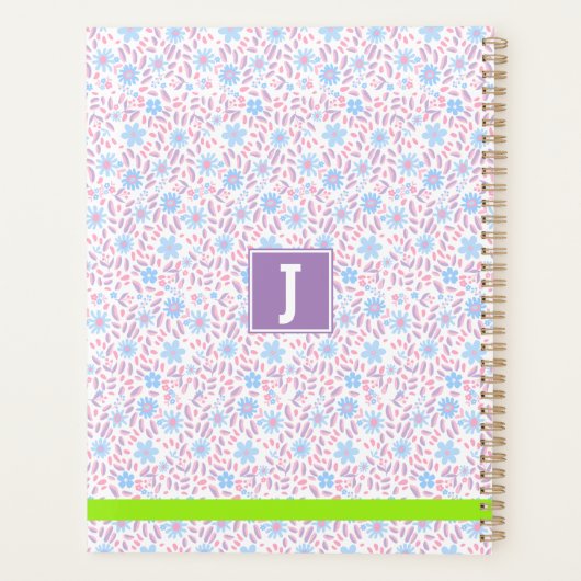 Floral gepersonaliseerd monogram planner (Achterkant)