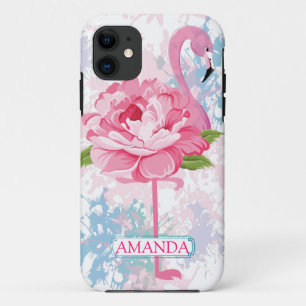 Floral Gepersonaliseerd Roze flamingo ontwerp Case-Mate iPhone Case