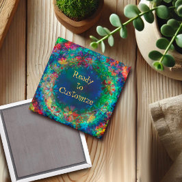 Floral gepersonaliseerde blauwe inspirativiteitsm Magneet