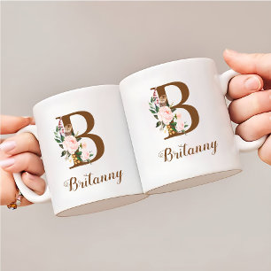 Floral gepersonaliseerde bruidsmeisje brief B cade Koffiemok