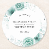 Floral gepersonaliseerde bruiloft servetten papier ronde kartonnen onderzetter (Voorkant)