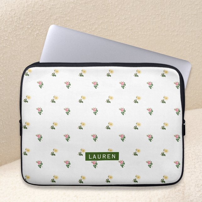  Floral gepersonaliseerde laptophoes Laptop Sleeve (Creator heeft geüpload)