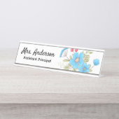 Floral Gepersonaliseerde Leraren Principals Vrouwe Bureau Naambordje (Voorkant)