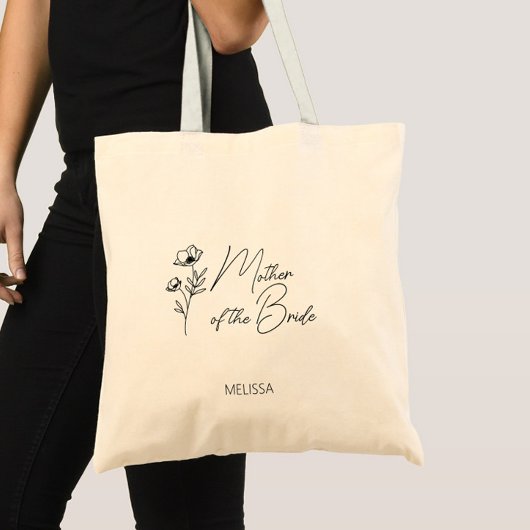 Floral Gepersonaliseerde Moeder van de Bruid Bruid Tote Bag