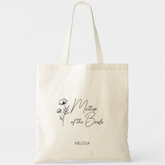 Floral Gepersonaliseerde Moeder van de Bruid Bruid Tote Bag