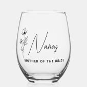 Floral Gepersonaliseerde Moeder van de Bruid Bruid Wijnglas Zonder Voet