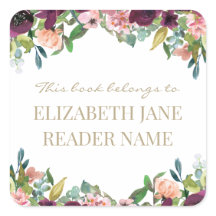 Floral gepersonaliseerde naam Bookplate Label