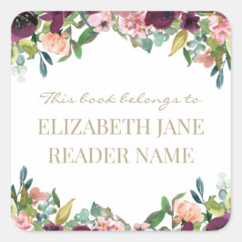 Floral gepersonaliseerde naam Bookplate Label