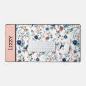 Floral Gepersonaliseerde Naam Desk Mat (Keyboard & Muis)