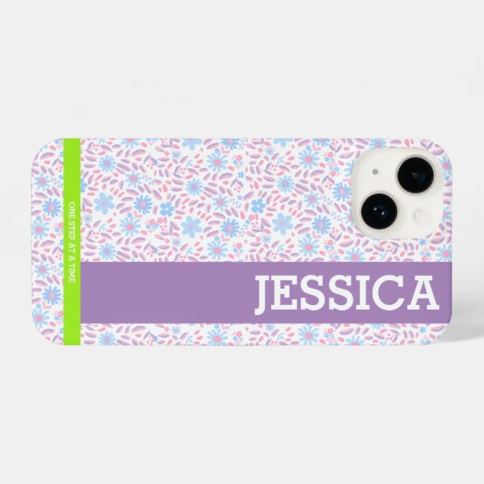 Floral Gepersonaliseerde Naam iPhone Case iPhone Hoesje (Achterkant horizontaal)
