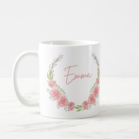 Floral gepersonaliseerde naam Mok (Links)