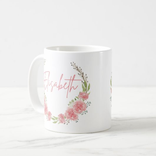 Floral gepersonaliseerde naam Mok (Voorkant links)