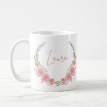 Floral gepersonaliseerde naam Mok