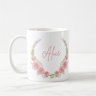 Floral gepersonaliseerde naam Mok