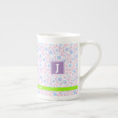 Floral Gepersonaliseerde naam & Monogram Porselein Kop (Rechts)