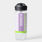 Floral Gepersonaliseerde naam & Monogram Waterfles (Voorkant)