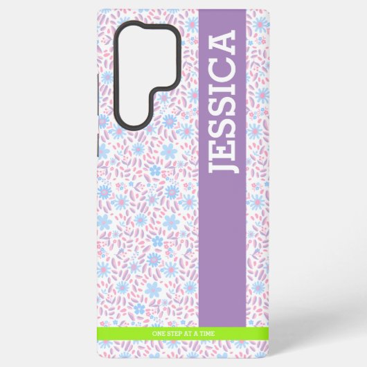 Floral Gepersonaliseerde naam Samsung Hoesje Samsung Galaxy Hoesje (Achterkant)