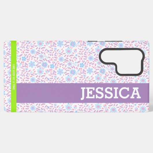 Floral Gepersonaliseerde naam Samsung Hoesje Samsung Galaxy Hoesje (Achterkant horizontaal)