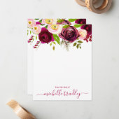 Floral gepersonaliseerde naam | Van het bureau van Notitiekaartje (Voorkant / Achterkant in situ)