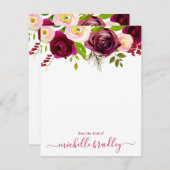 Floral gepersonaliseerde naam | Van het bureau van Notitiekaartje (Voorkant / Achterkant)