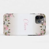 Floral gepersonaliseerde naam vrouwelijk Case-Mate iPhone case (Achterkant (horizontaal))