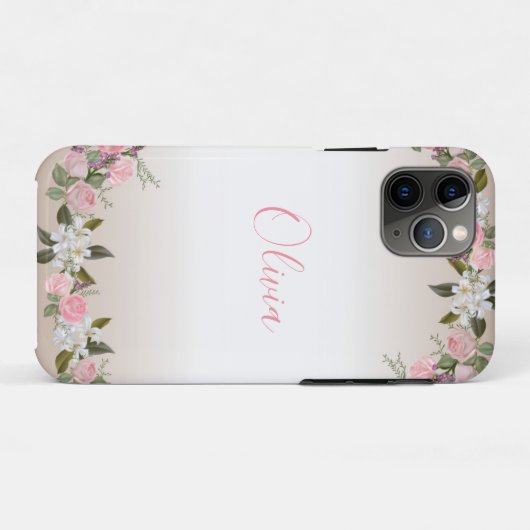 Floral gepersonaliseerde naam vrouwelijk Case-Mate iPhone case (Achterkant (horizontaal))