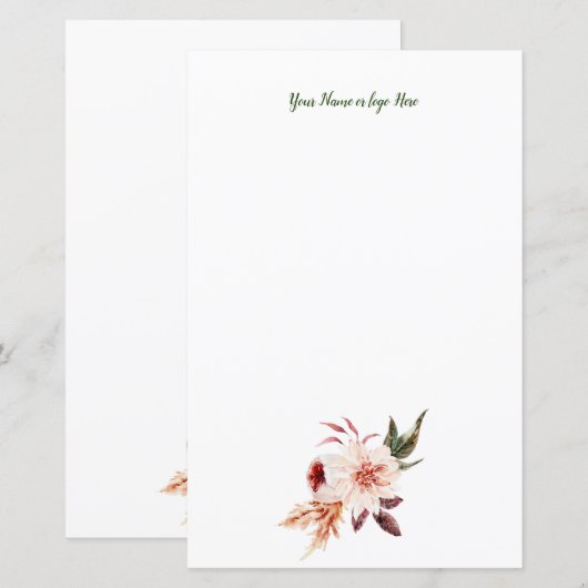 Floral-gepersonaliseerde schrijfbenodigdheden (Voorkant / Achterkant)