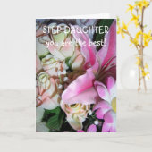 Floral gepersonaliseerde stap dochter verjaardag kaart (Gele Bloem)