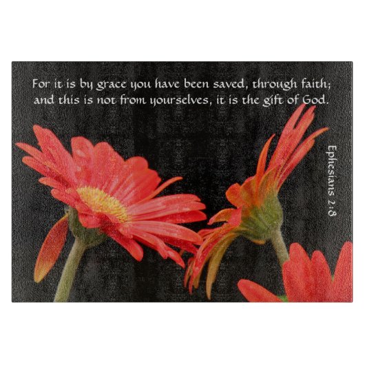 Floral; Gerbera Daisy w Scripture Verse Snijplank (Voorkant)