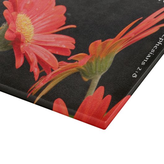 Floral; Gerbera Daisy w Scripture Verse Snijplank (Hoek)