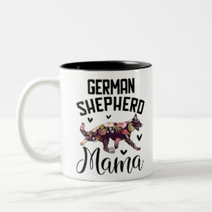 Floral German Sheperd Ma Tweekleurige Koffiemok