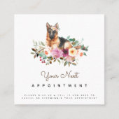 Floral German Shepherd Salon Appointinder Vierkante Visitekaartje (Voorkant)