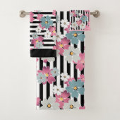 Floral, gestreept bad handdoek (Insitu)