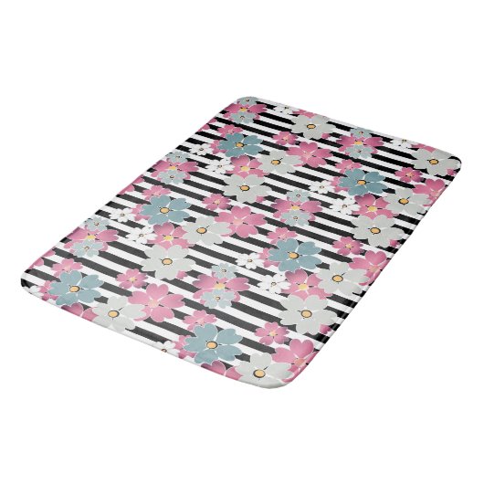 Floral, gestreept badmat (Gekanteld)