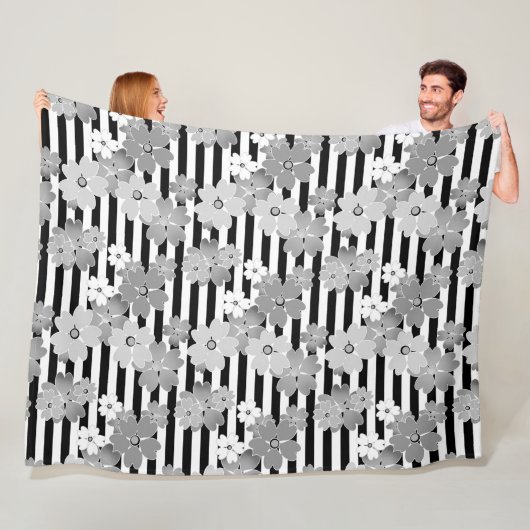 Floral, gestreept fleece deken (In situ)