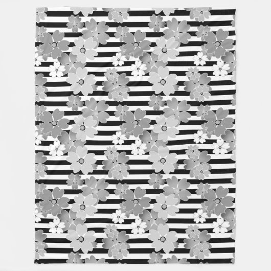 Floral, gestreept fleece deken (Voorkant)