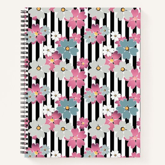 Floral, gestreept notitieboek (Voorkant)