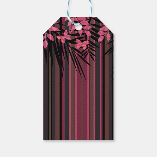 Floral, gestreept, retro cadeaulabel (Achterkant)