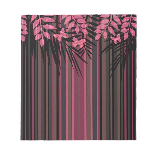 Floral, gestreept, retro notitieblok (Voorkant)