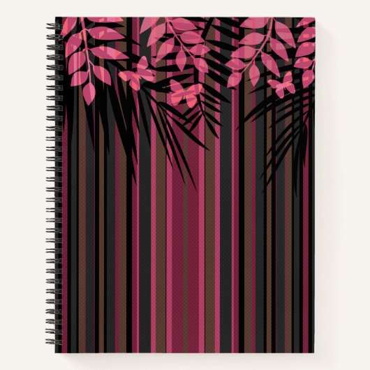 Floral, gestreept, retro notitieboek (Voorkant)