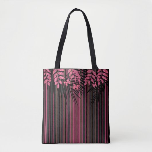 Floral, gestreept, retro tote bag (Voorkant)