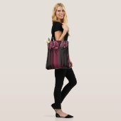 Floral, gestreept, retro tote bag (Op model)