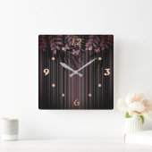 Floral, gestreept, retro vierkante klok (Huis)