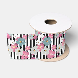 Floral, gestreept satijnen lint