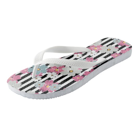 Floral, gestreept teenslippers (Schuin)