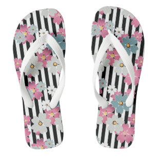 Floral, gestreept teenslippers