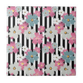 Floral, gestreept tegeltje (Voorkant)